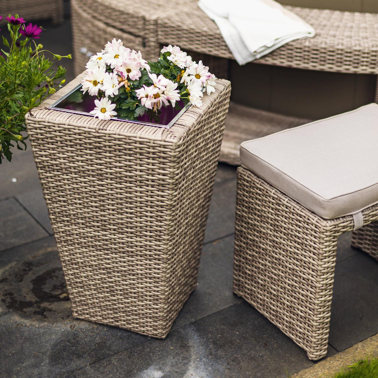 Outdoor-Hocker Marinoir inkl. Kissen - eckig - Polyrattan - sand Outdoor-Hocker Marinoir inkl. Kissen - eckig - Polyrattan - sand