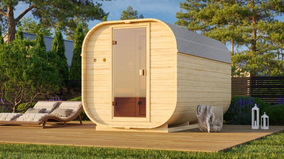 Aussenssauna Benton mit 9 kW Ofen BIO 9 und Huum Wifi Steuerung natur Aussenssauna Benton mit 9 kW Ofen BIO 9 und Huum Wifi Steuerung natur