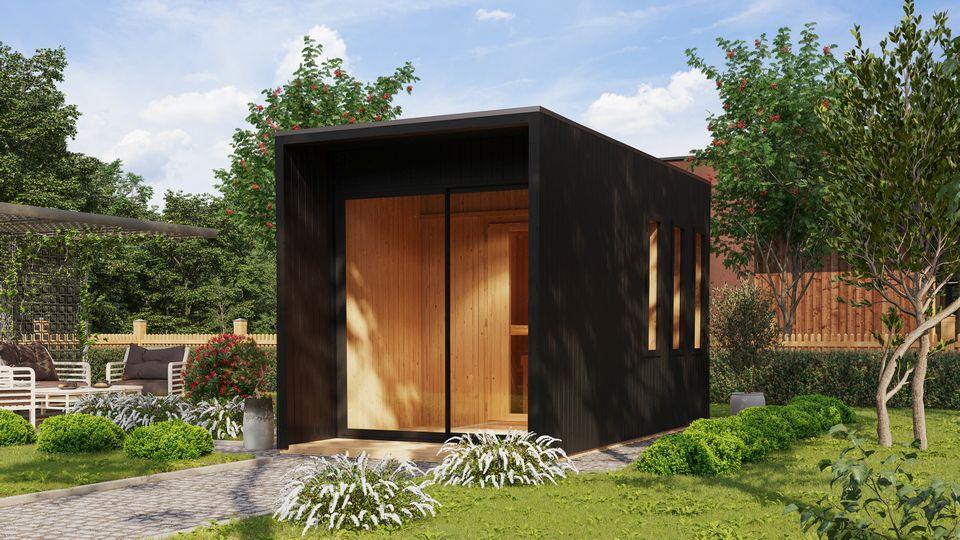 Aussenssauna Skagen mit 9 kW Ofen BIO 9 und Huum Wifi Steuerung schwarz Aussenssauna Skagen mit 9 kW Ofen BIO 9 und Huum Wifi Steuerung schwarz