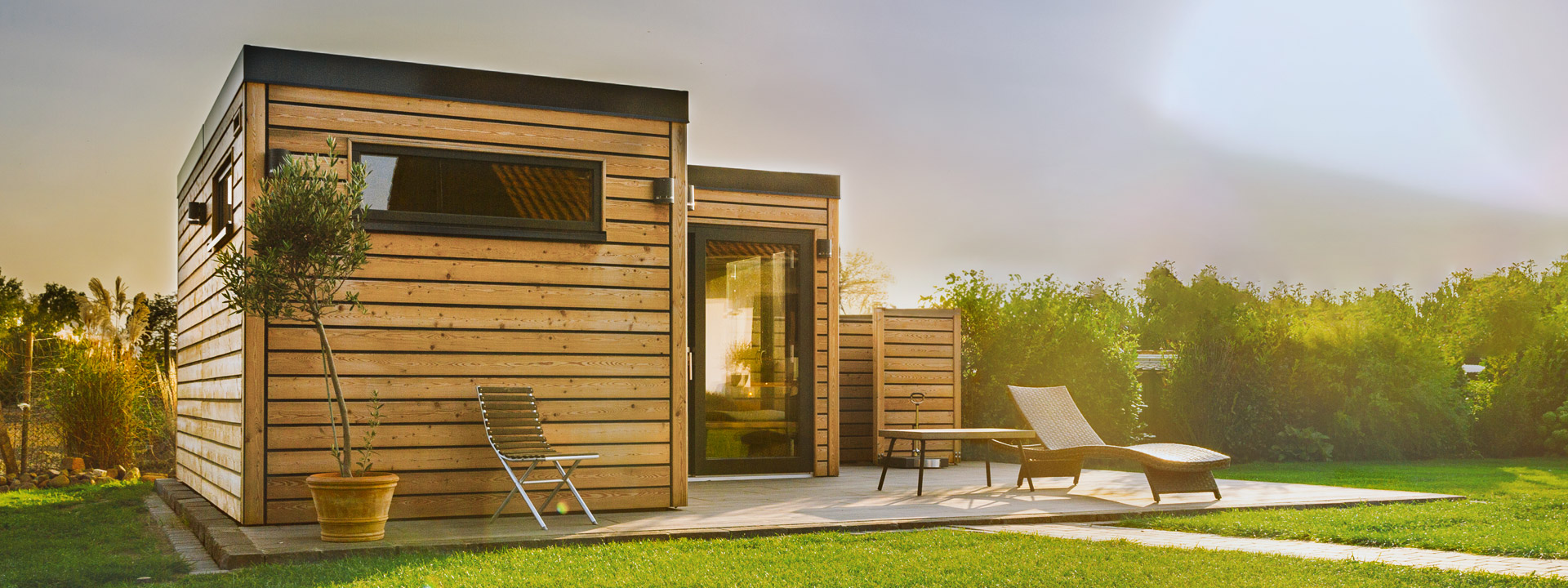 Aussensauna Gartensauna mit Vorraum Wärmegrad