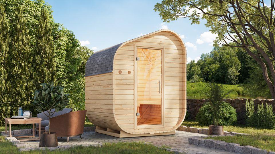 Aussenssauna Börge mit 9 kW Ofen BIO 9 und Huum Wifi Steuerung natur Aussenssauna Börge mit 9 kW Ofen BIO 9 und Huum Wifi Steuerung natur