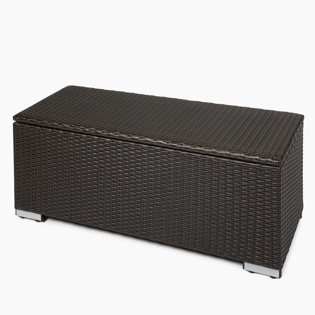 Garten-Aufbewahrungsbox Marinoir inkl. Auflage in beige - Polyrattan - 100 x 40 x 42 cm - mocca