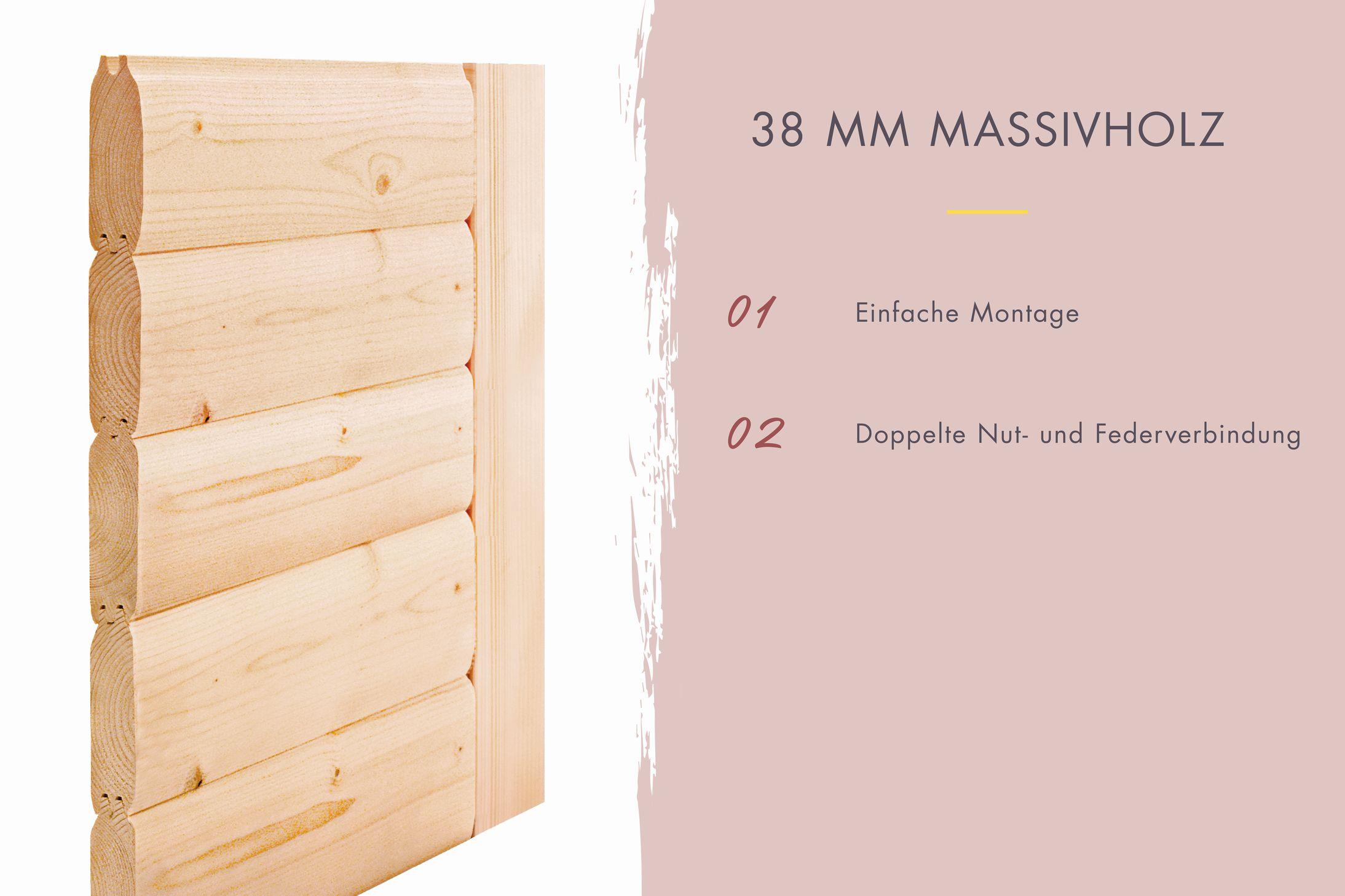 Innensauna Rommo mit 9 kW Ofen BIO 9 und Huum Wifi Steuerung natur