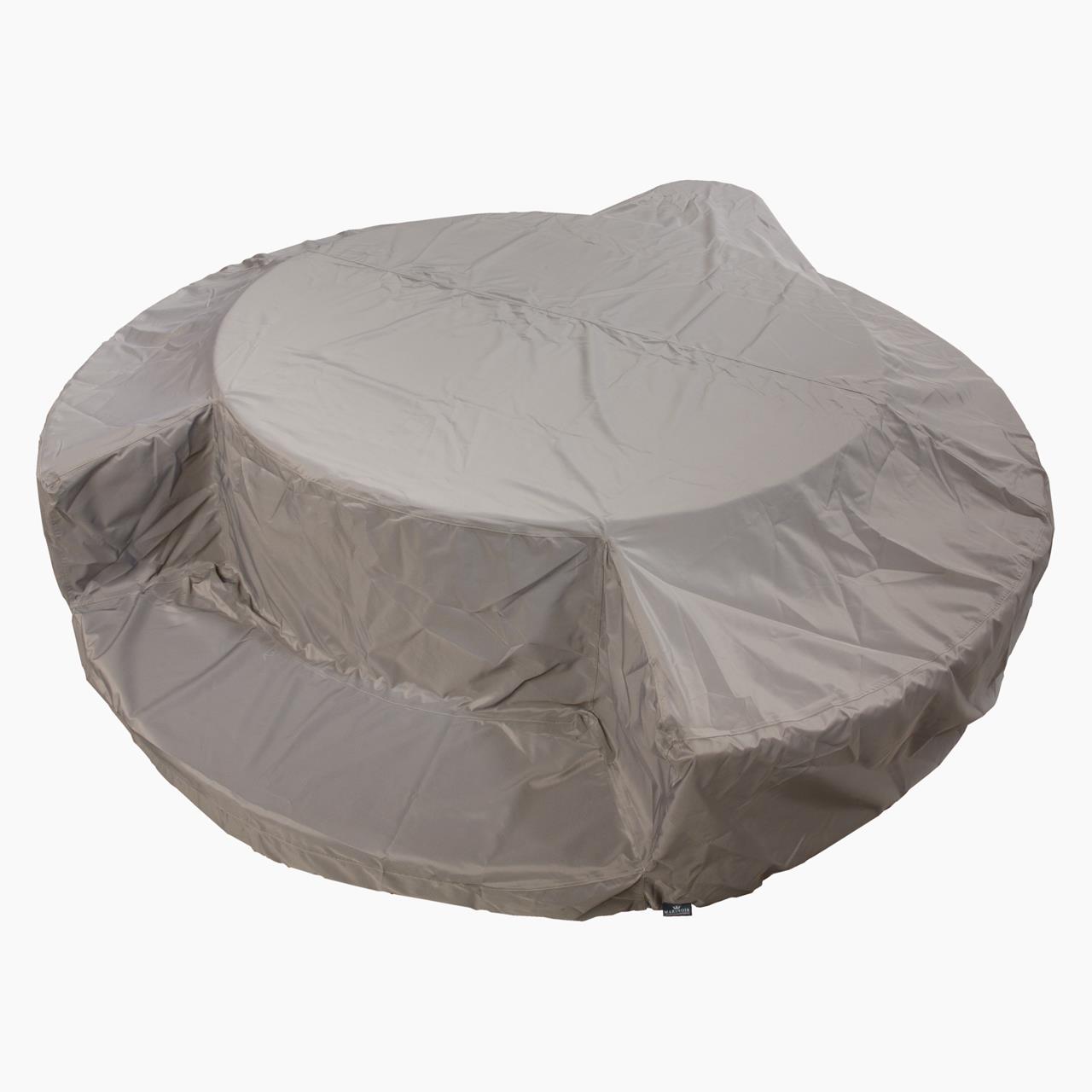 Whirlpool-Schutzhülle für Softub LEGEND mit Polyrattan- oder Stauseeholz-Umrandung - silber-grau