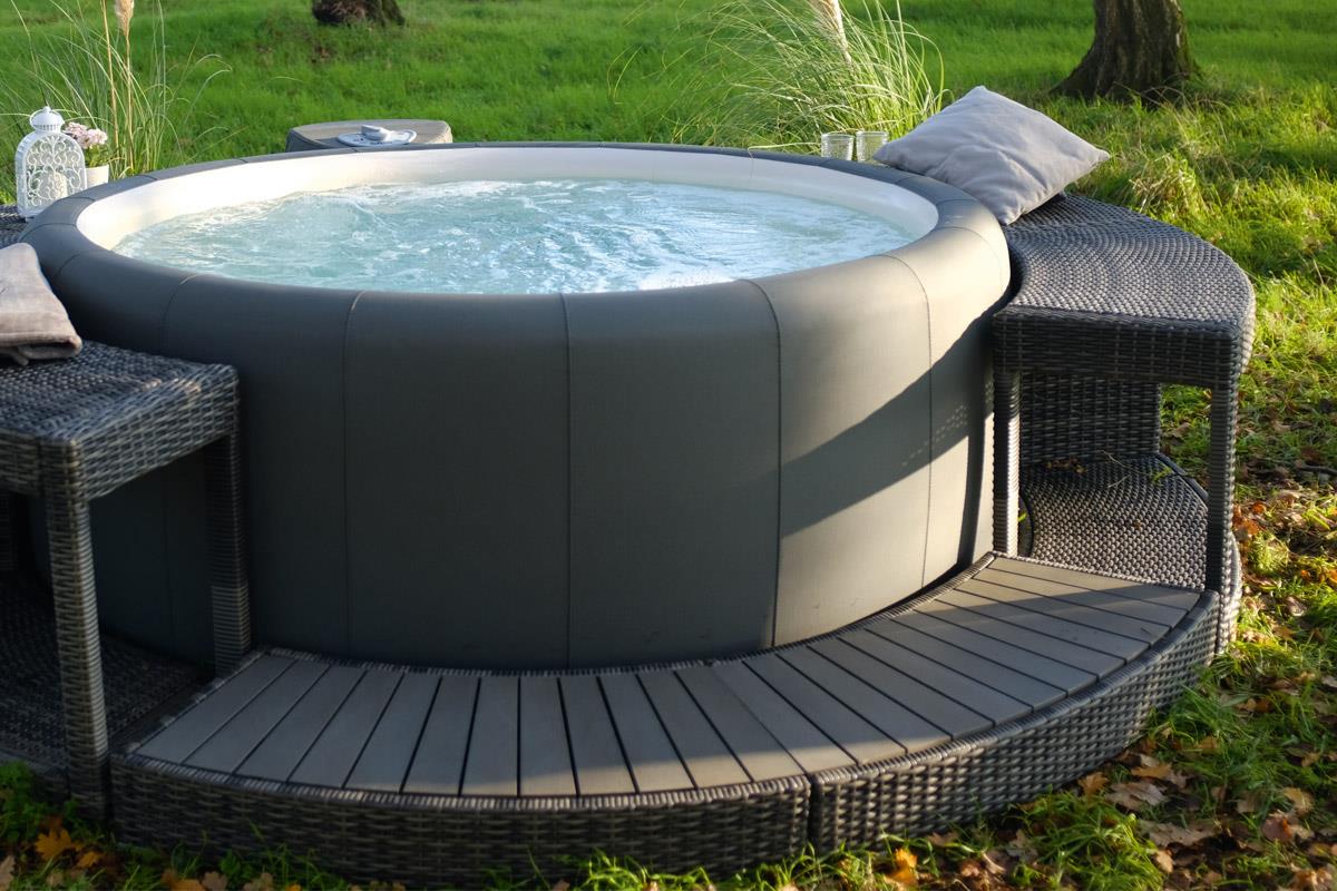 Whirlpool-Vollumrandung für Softub LEGEND - Polyrattan - ø 270 cm - stone