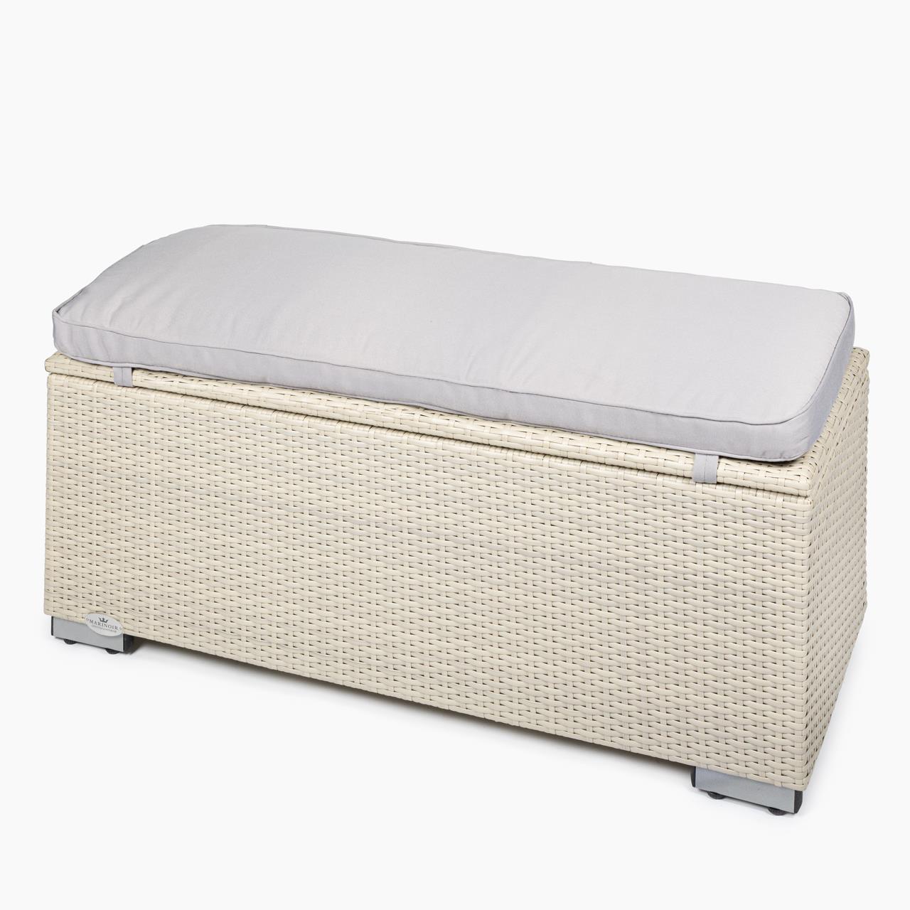 Garten-Aufbewahrungsbox Marinoir inkl. Auflage in grau - Polyrattan - 100 x 40 x 42 cm - white chocolate Garten-Aufbewahrungsbox Marinoir inkl. Auflage in grau - Polyrattan - 100 x 40 x 42 cm - white chocolate