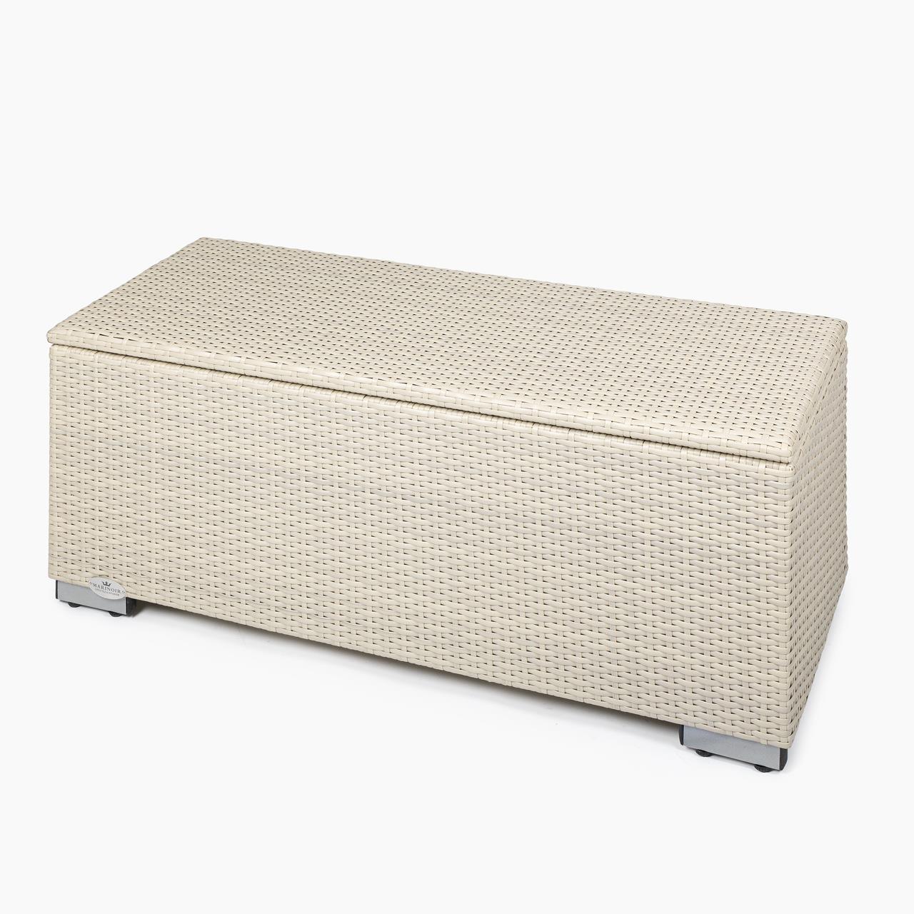Garten-Aufbewahrungsbox Marinoir inkl. Auflage in grau - Polyrattan - 100 x 40 x 42 cm - white chocolate
