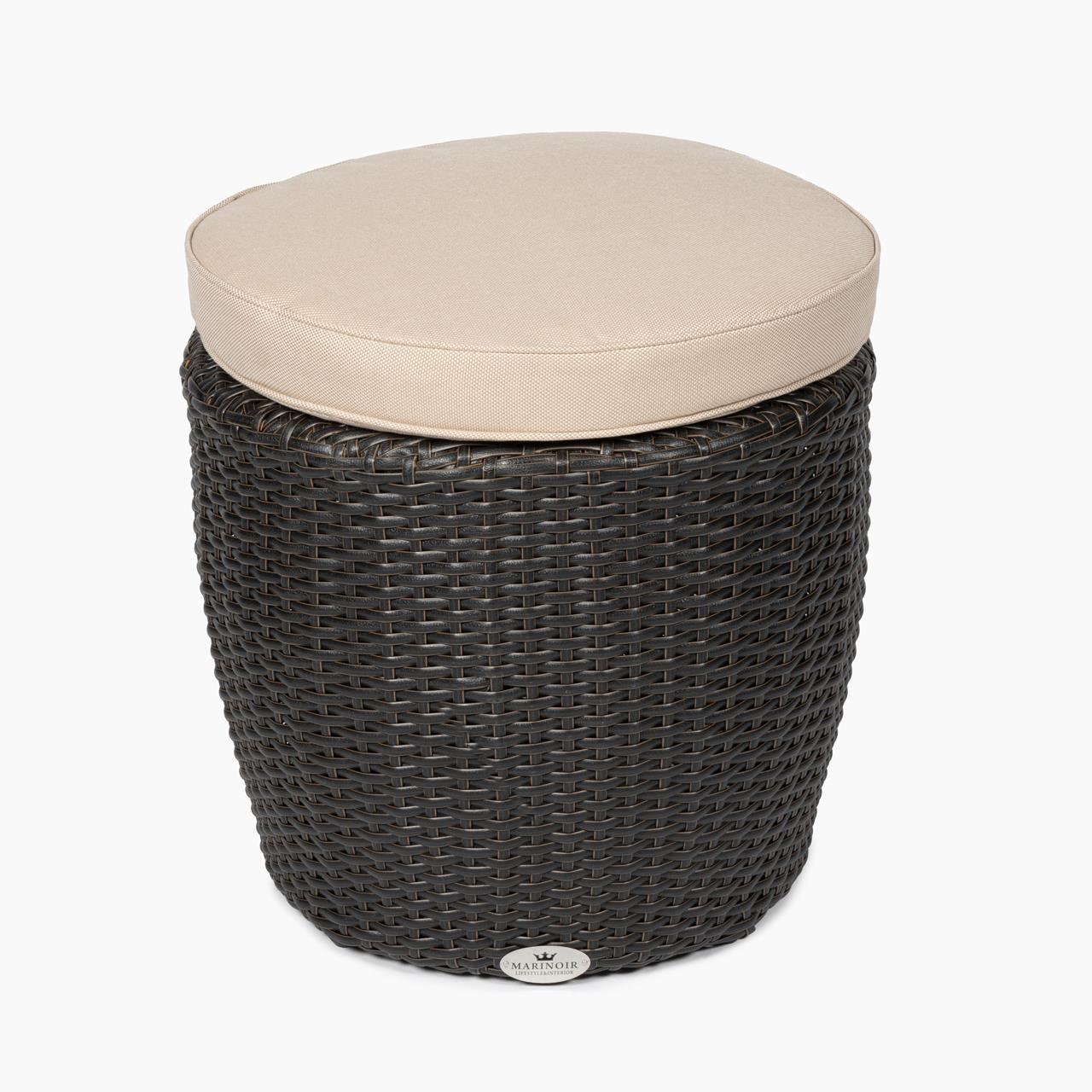 Outdoor-Hocker Marinoir inkl. Kissen - rund - Polyrattan - mocca Outdoor-Hocker Marinoir inkl. Kissen - rund - Polyrattan - mocca