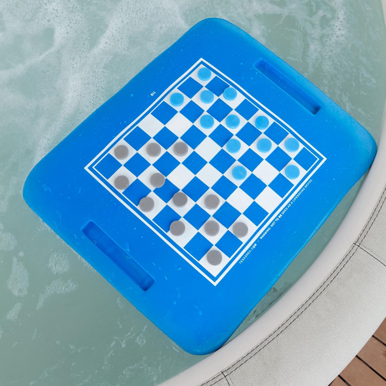 Schwimmtablett - Whirlpool-Getränkehalter - mit Spielbrett - 50 x 40 x 5 cm - blau (Schach/Dame) Schwimmtablett - Whirlpool-Getränkehalter - mit Spielbrett - 50 x 40 x 5 cm - blau (Schach/Dame)