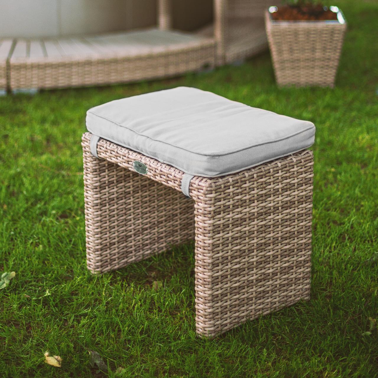Outdoor-Hocker Marinoir inkl. Kissen - eckig - Polyrattan - sand Outdoor-Hocker Marinoir inkl. Kissen - eckig - Polyrattan - sand