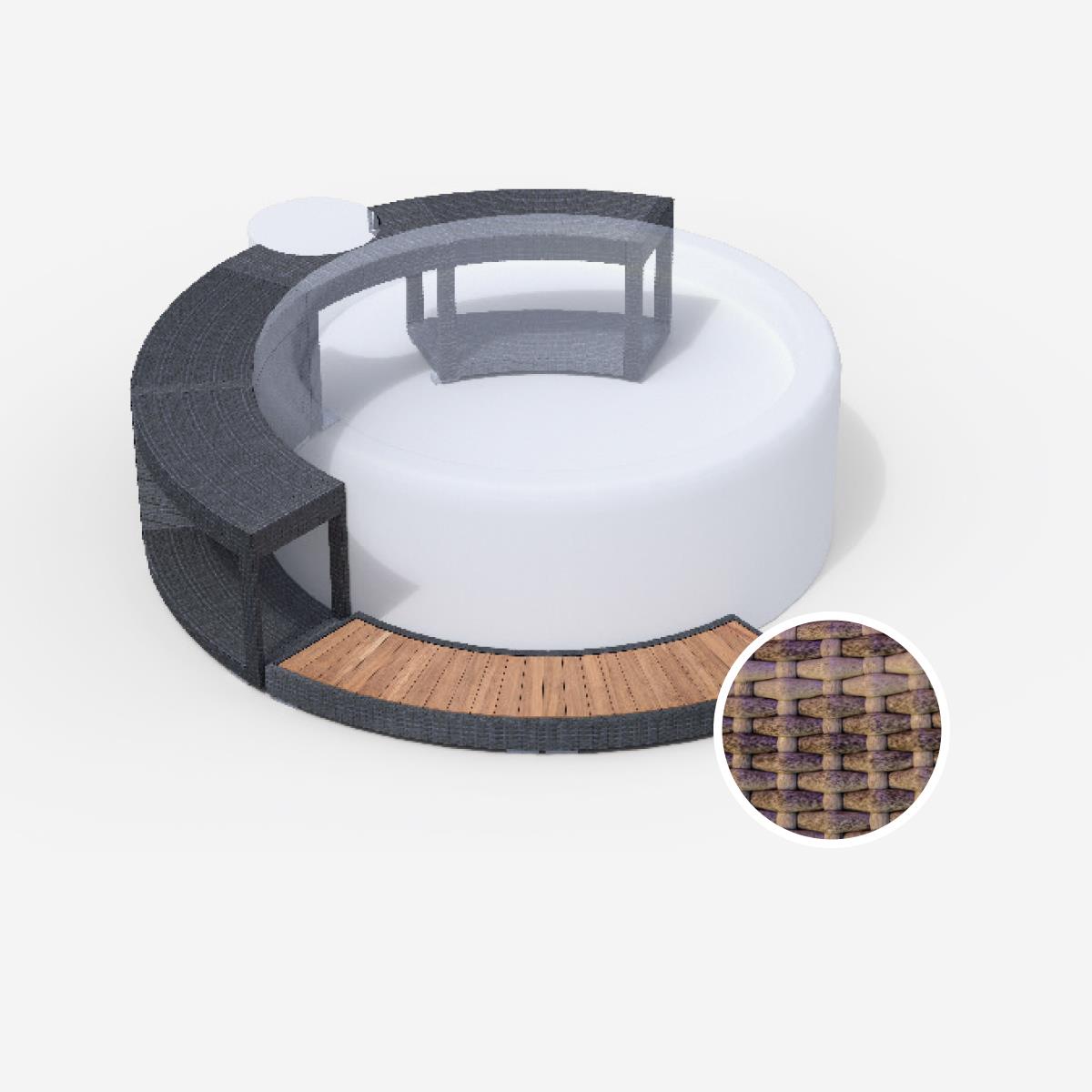 Whirlpool-5/8-Umrandung für Softub LEGEND - Polyrattan - stone Whirlpool-5/8-Umrandung für Softub LEGEND - Polyrattan - stone