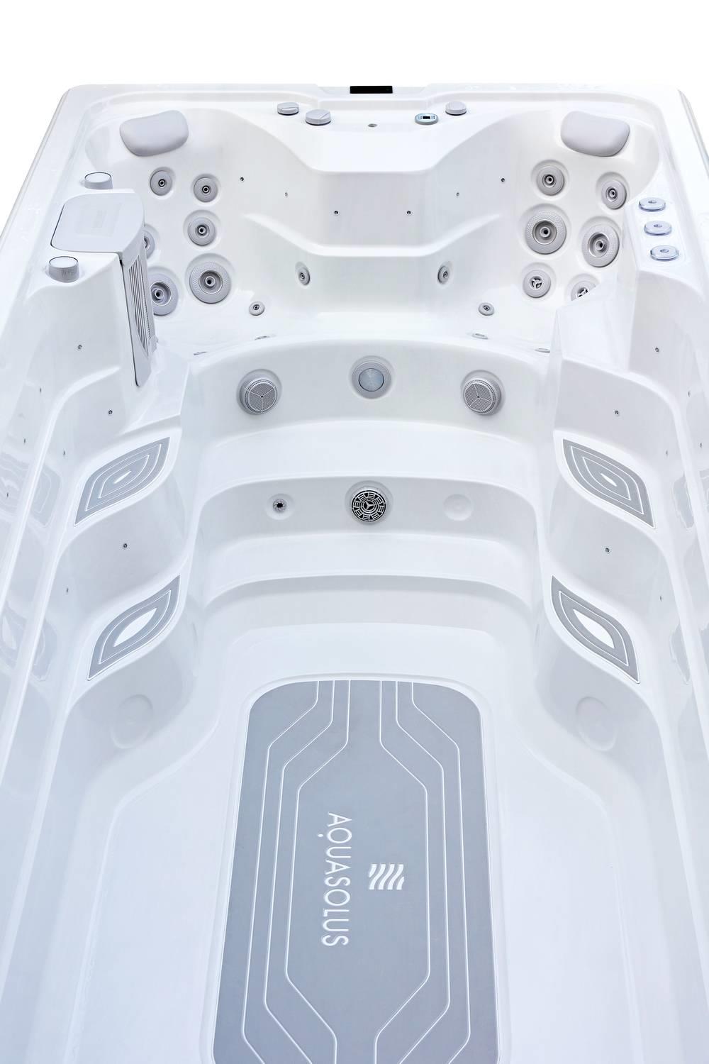 AquaSolus Swim Spa Flow Professional für 2 Pers. - 11600 l - Sterling Silver Natural Grey