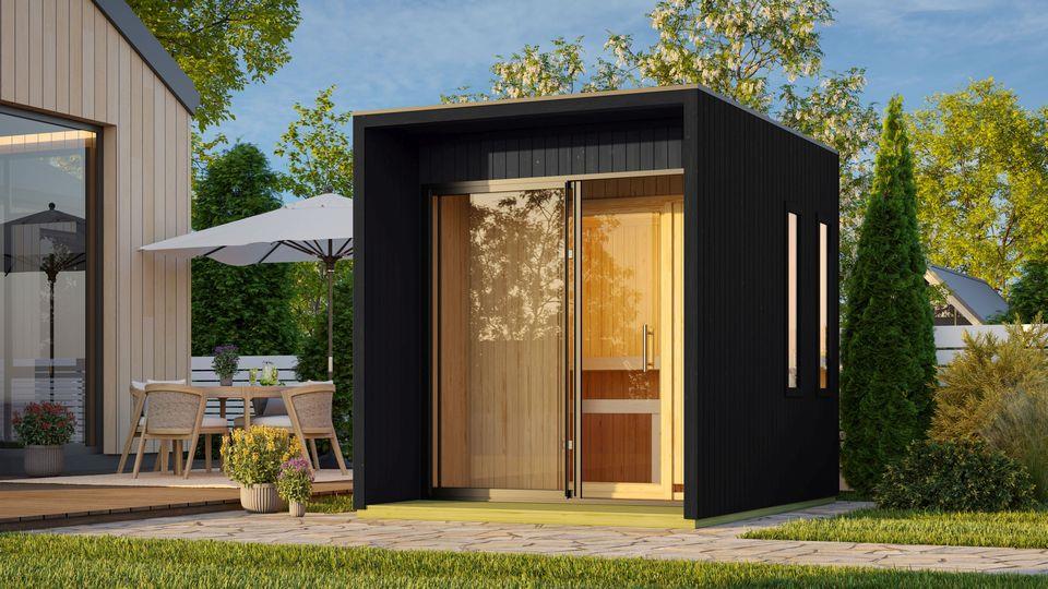 Aussenssauna Branko mit 9 kW Ofen BIO 9 und Huum Wifi Steuerung schwarz Aussenssauna Branko mit 9 kW Ofen BIO 9 und Huum Wifi Steuerung schwarz