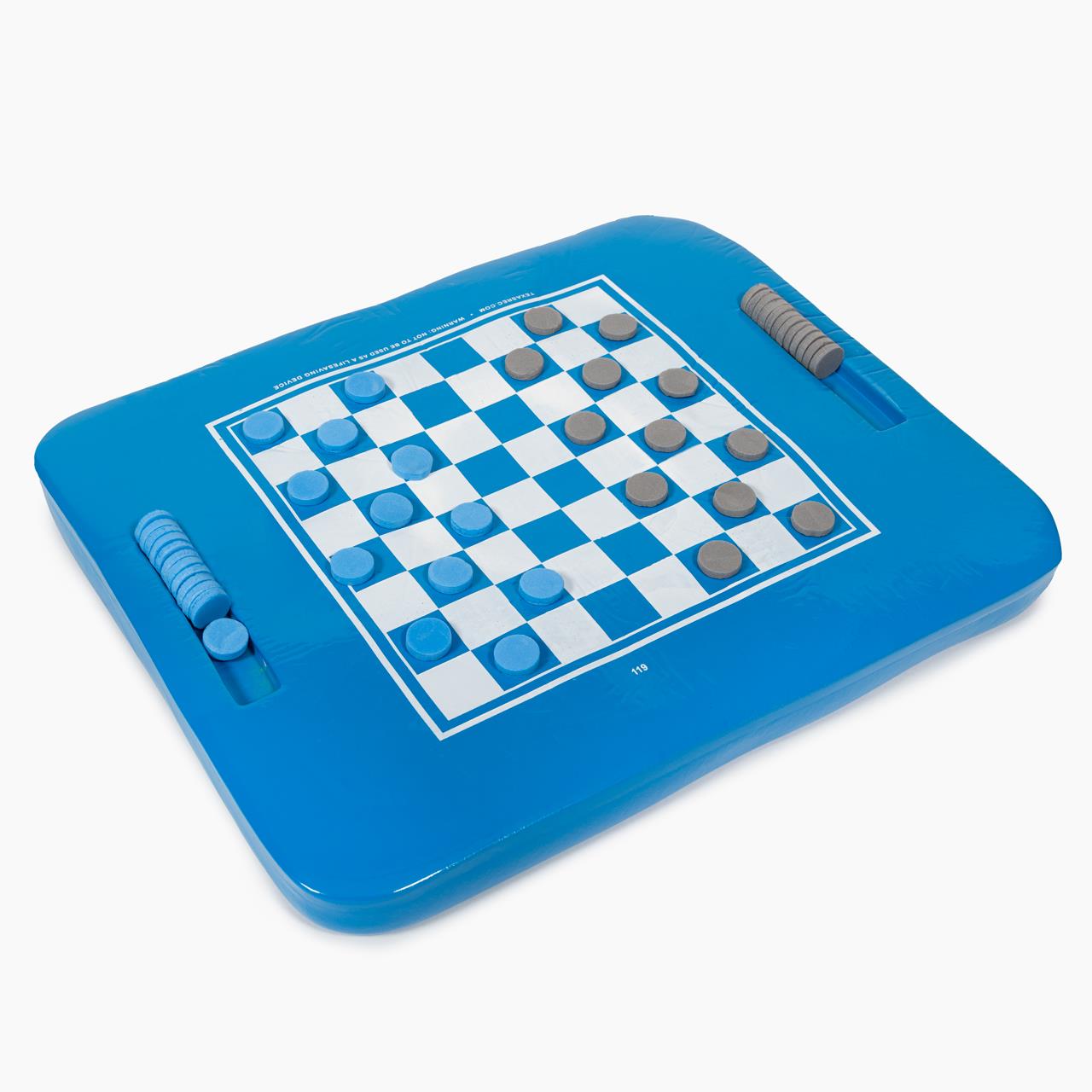 Schwimmtablett - Whirlpool-Getränkehalter - mit Spielbrett - 50 x 40 x 5 cm - blau (Schach/Dame) Schwimmtablett - Whirlpool-Getränkehalter - mit Spielbrett - 50 x 40 x 5 cm - blau (Schach/Dame)