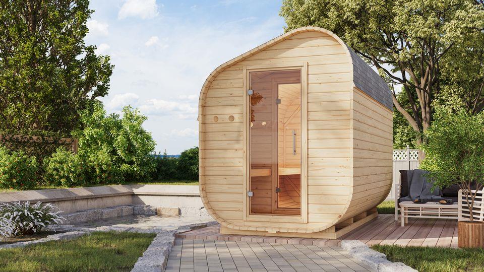 Aussenssauna Bugge mit 9 kW Ofen FIN 9 und Huum Wifi Steuerung natur Aussenssauna Bugge mit 9 kW Ofen FIN 9 und Huum Wifi Steuerung natur