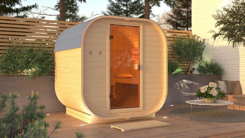 Aussenssauna Paavo mit 9 kW Ofen FIN 9 und Huum Wifi Steuerung natur Aussenssauna Paavo mit 9 kW Ofen FIN 9 und Huum Wifi Steuerung natur