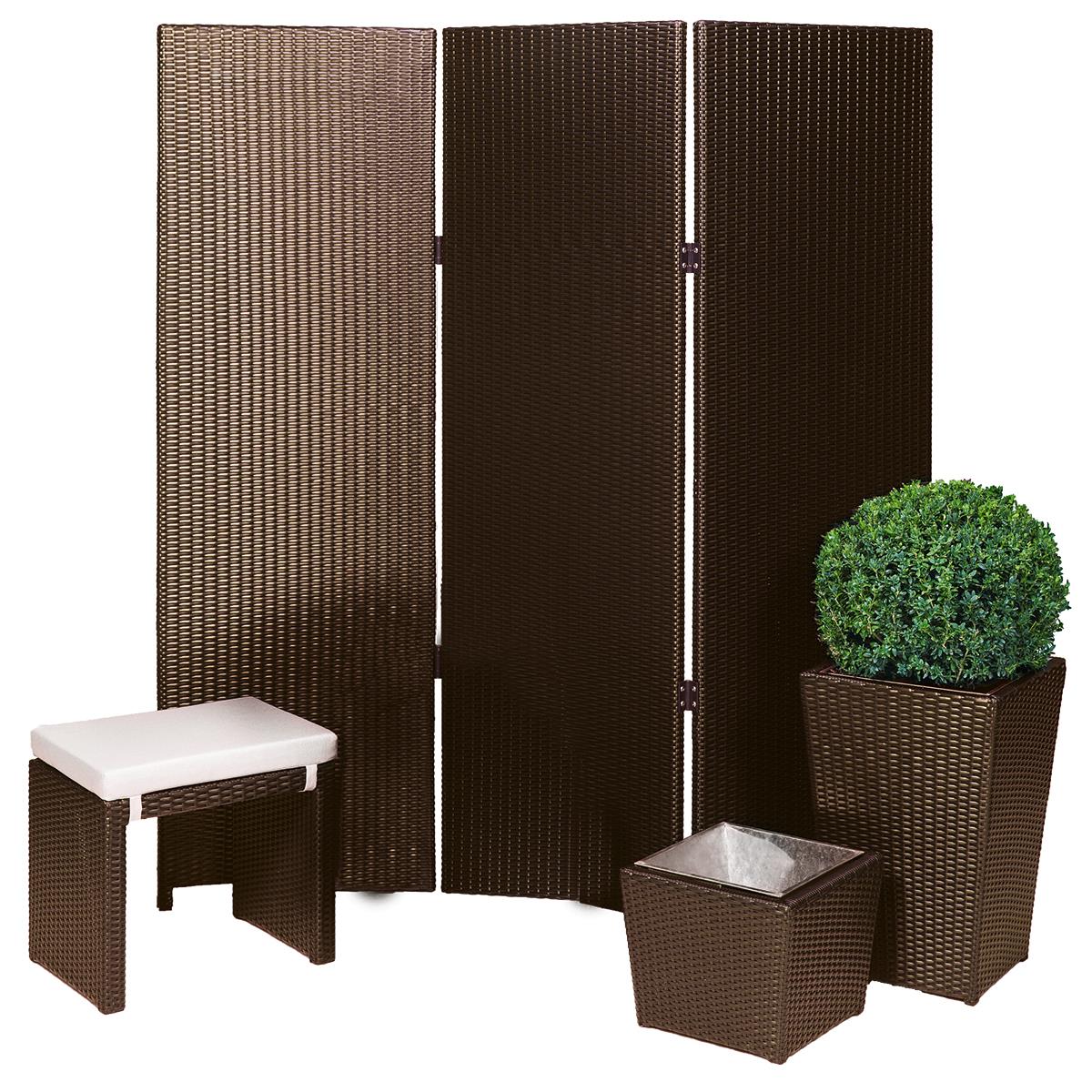 Garten Paravent Marinoir - Polyrattan - 1,8 x 1,8 m - mocca Garten Paravent Marinoir - Polyrattan - 1,8 x 1,8 m - mocca